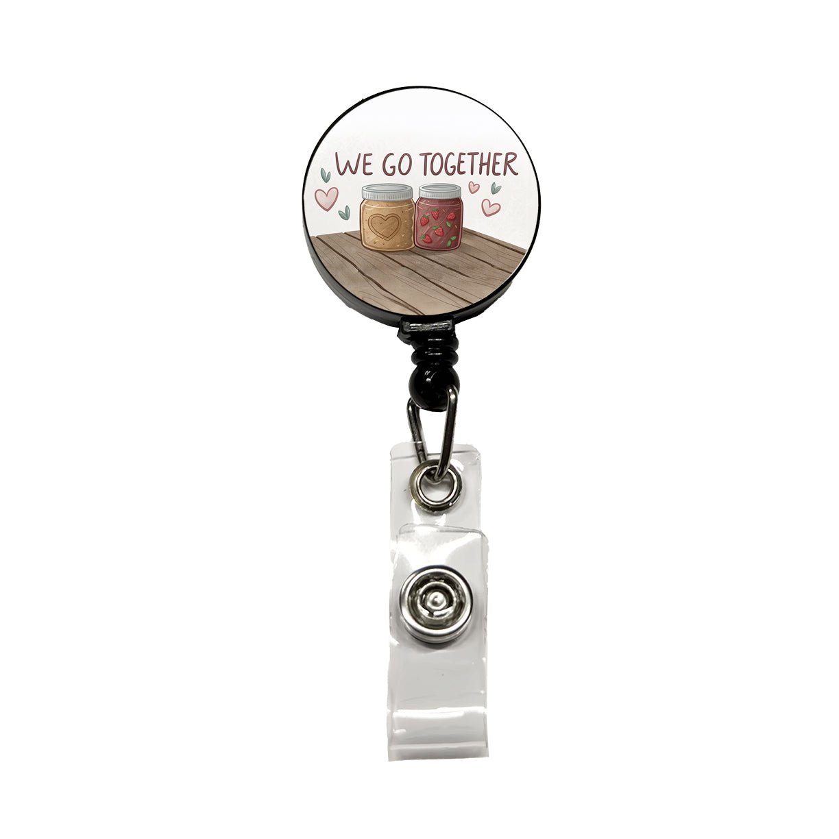 We Go Together Peanut Butter And Jelly Retractable ID Key Card Name Tag Badge Holder with Clip