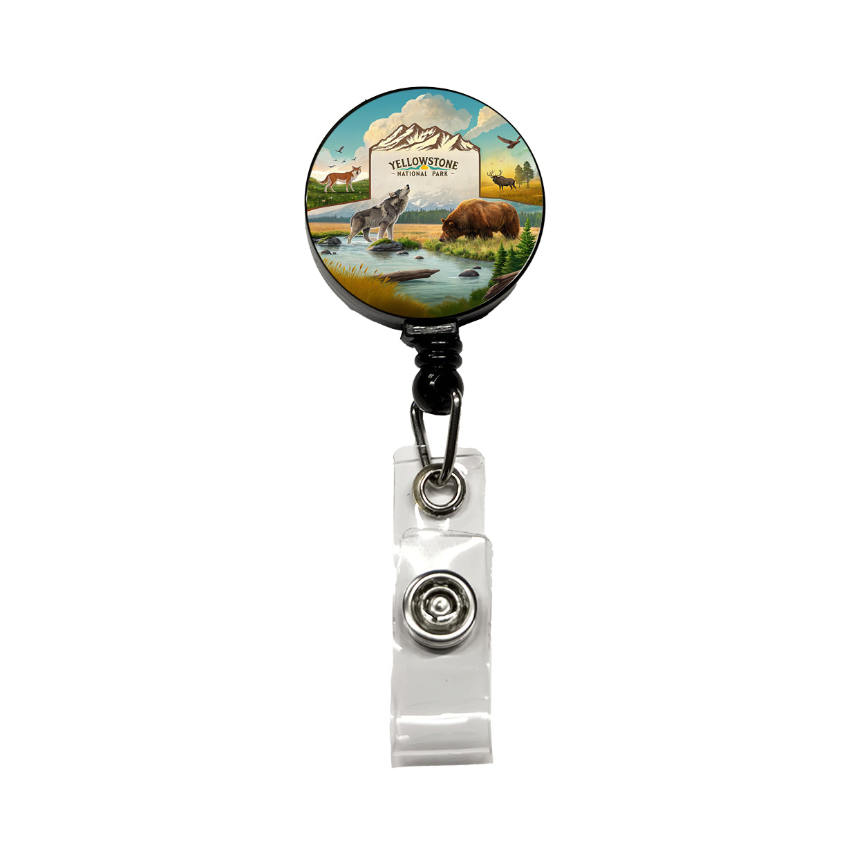 Yellowstone National Park Animals Retractable ID Key Card Name Tag Badge Holder with Clip