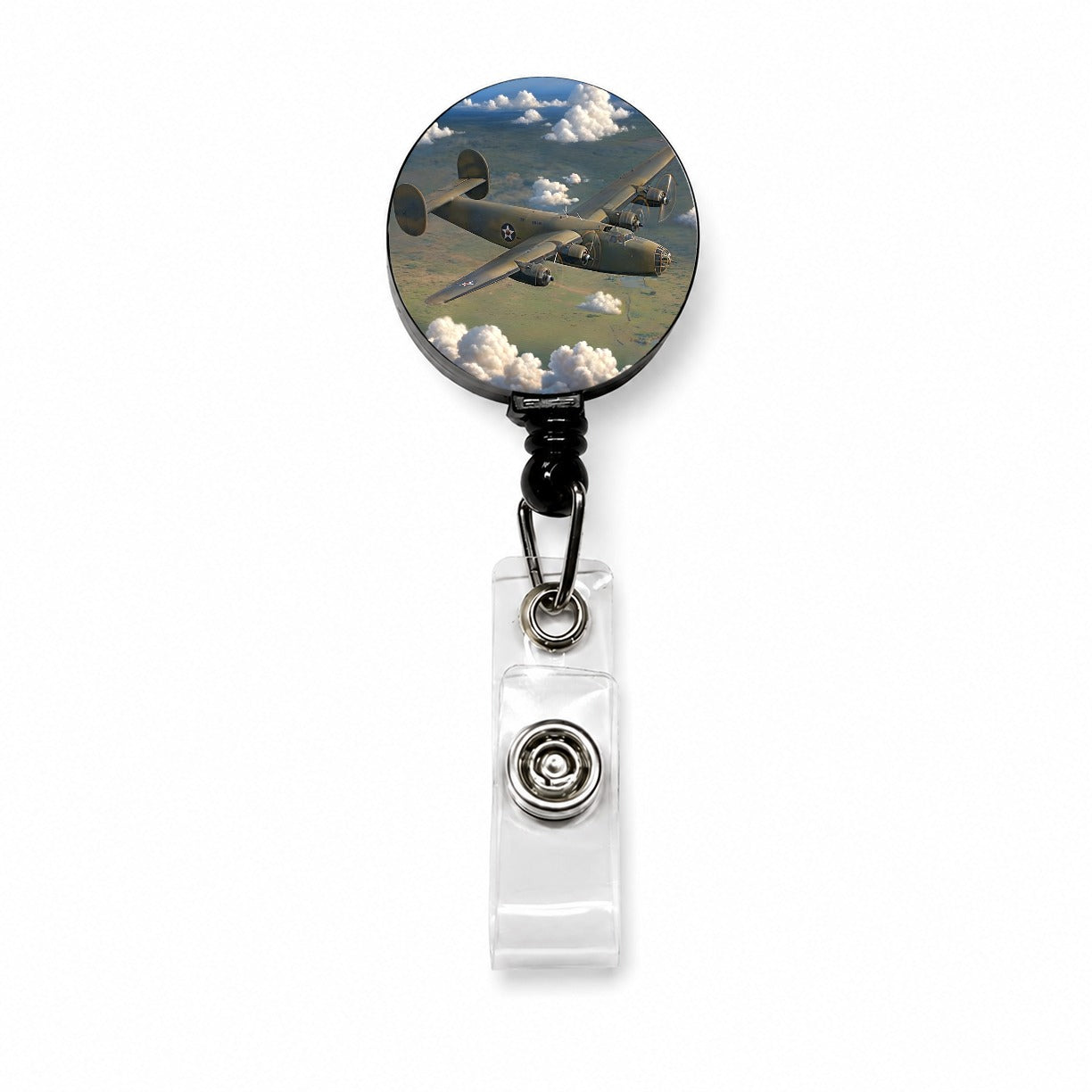 B-24 Liberator Bomber WWII United States Air Force Heavy Bomber Retractable ID Key Card Name Tag Badge Holder with Clip