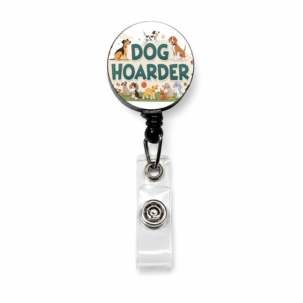 Dog Hoarder Funny Retractable ID Key Card Name Tag Badge Holder with Clip