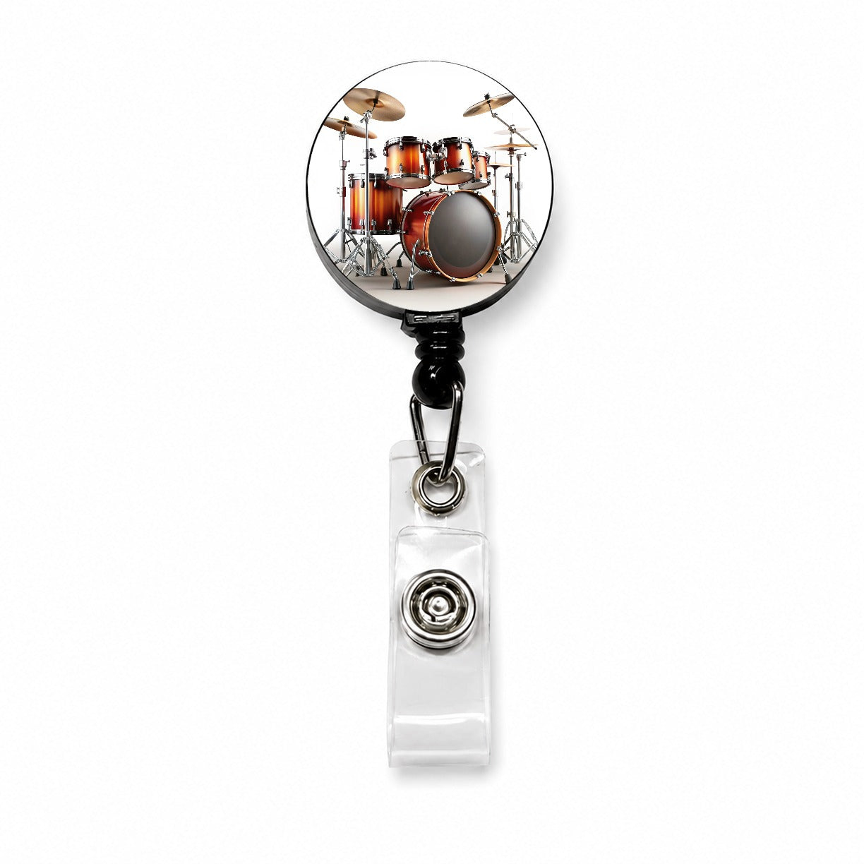 Drum Kit Retractable ID Key Card Name Tag Badge Holder with Clip