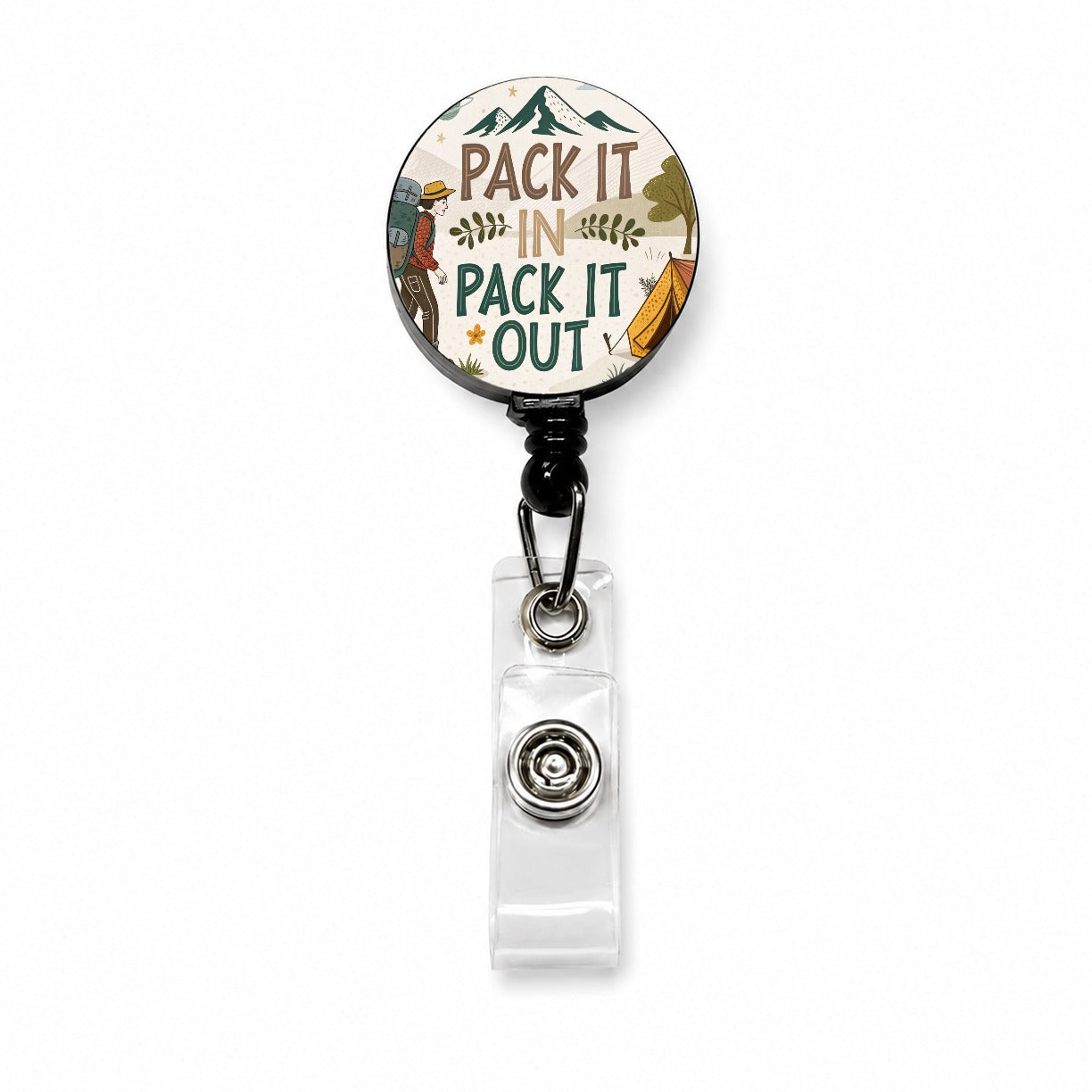 Pack It In Pack It Out Responsible Hiker Camper Retractable ID Key Card Name Tag Badge Holder with Clip