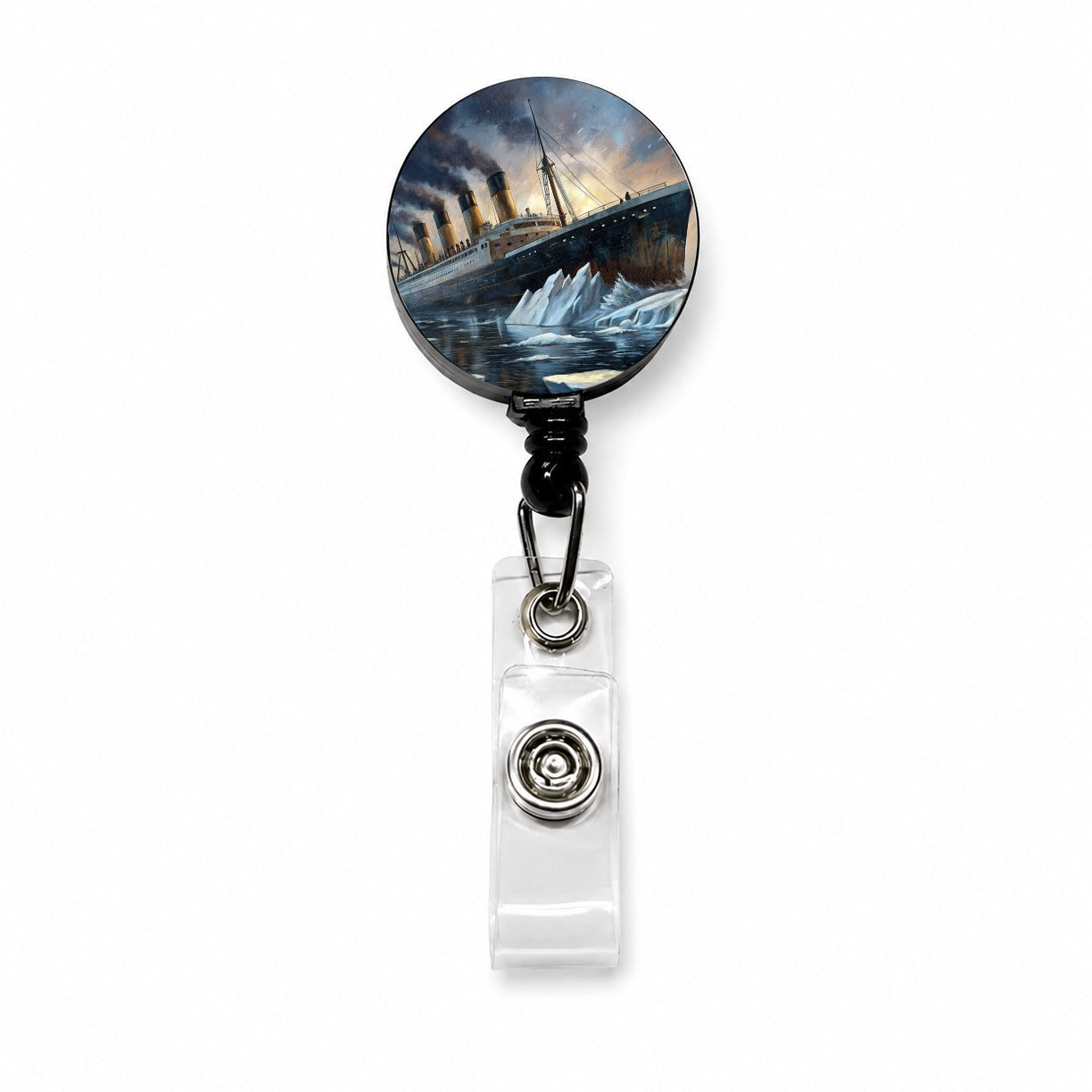 RMS Titanic Ship Hitting Iceberg Sinking Retractable ID Key Card Name Tag Badge Holder with Clip