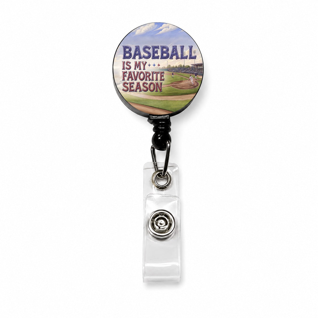 Baseball Is My Favorite Season Funny Illustration Retractable ID Key Card Name Tag Badge Holder with Clip