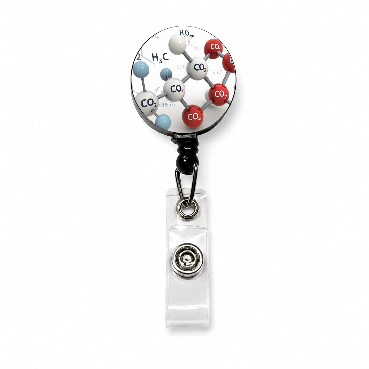Chemistry Lab Molecules Fun Illustration Retractable ID Key Card Name Tag Badge Holder with Clip