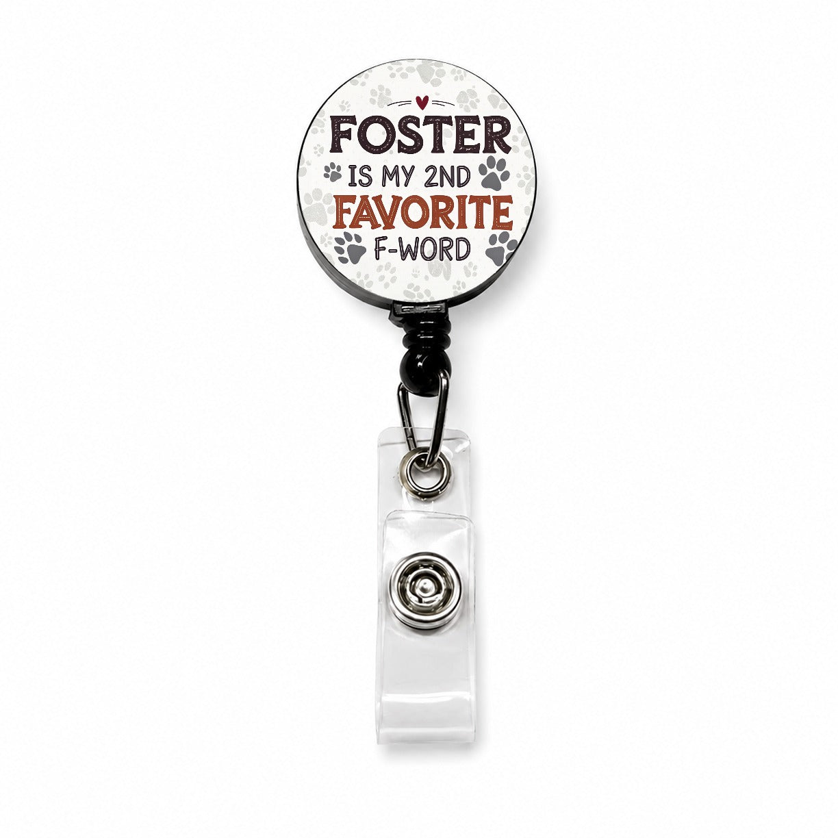 Foster is My 2nd Favorite F-Word Dog Cat Adopt Retractable ID Key Card Name Tag Badge Holder with Clip