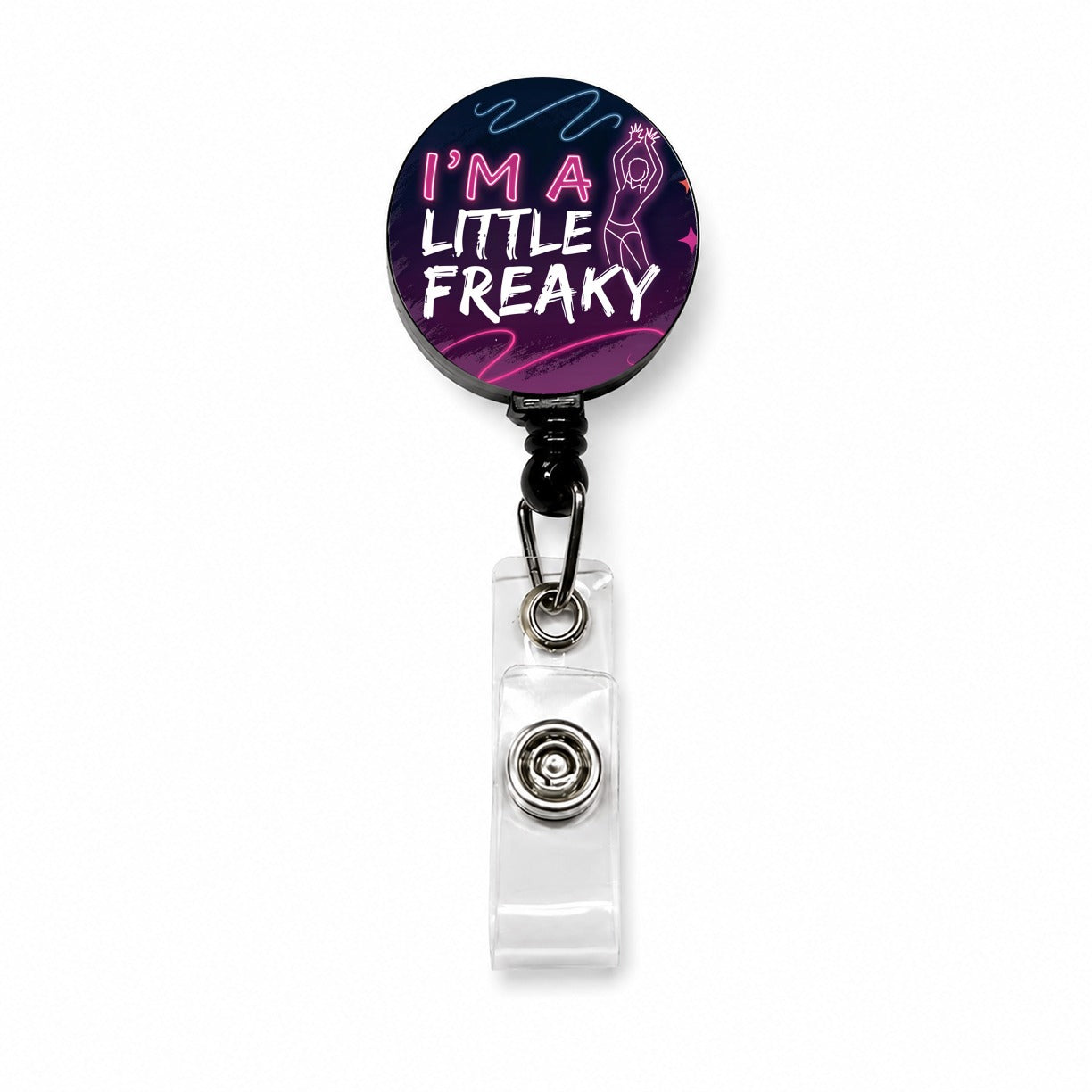 I'm a Little Freaky Funny Retractable ID Key Card Name Tag Badge Holder with Clip