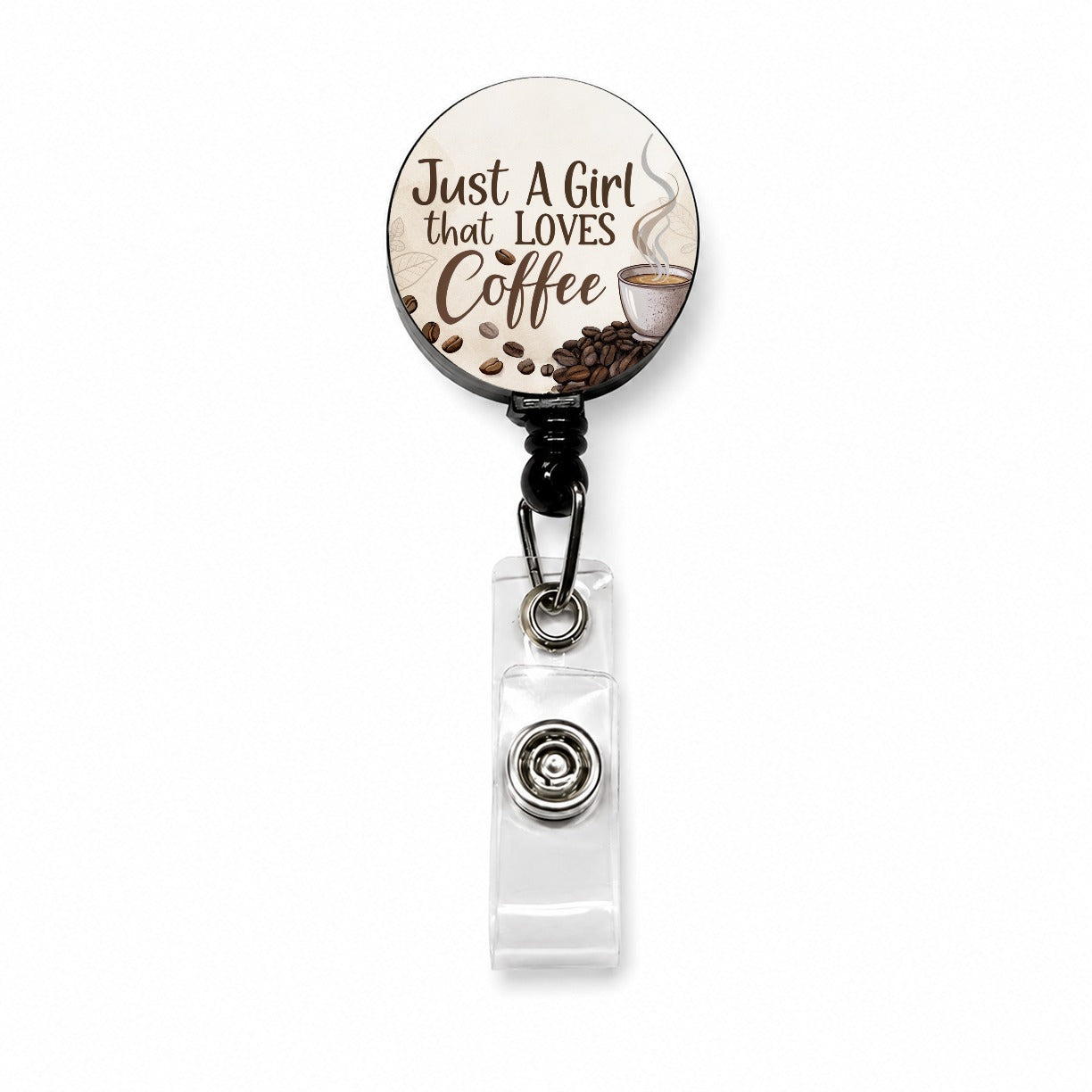 Just A Girl That Loves Coffee Retractable ID Key Card Name Tag Badge Holder with Clip