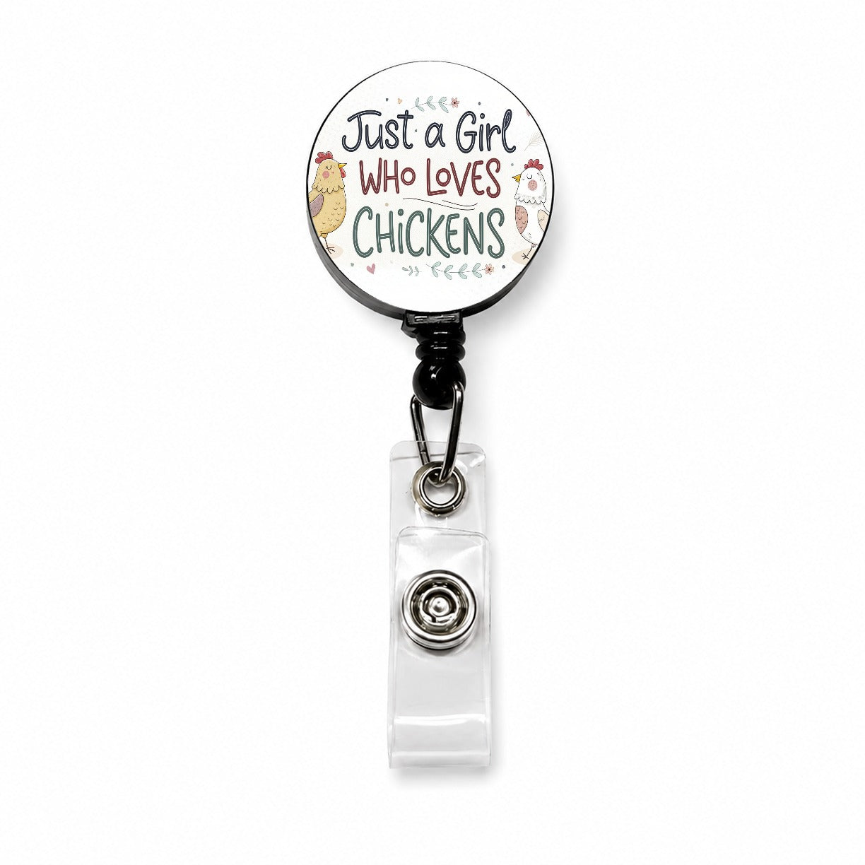 Just A Girl Who Loves Chickens Funny Retractable ID Key Card Name Tag Badge Holder with Clip