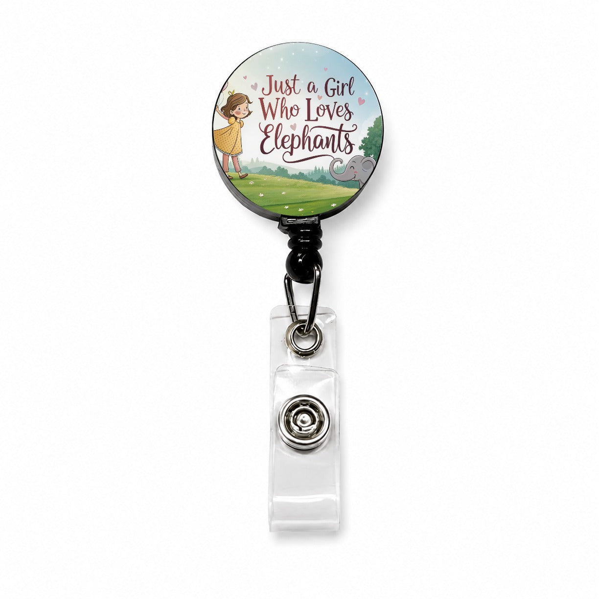 Just A Girl Who Loves Elephants Cute Retractable ID Key Card Name Tag Badge Holder with Clip