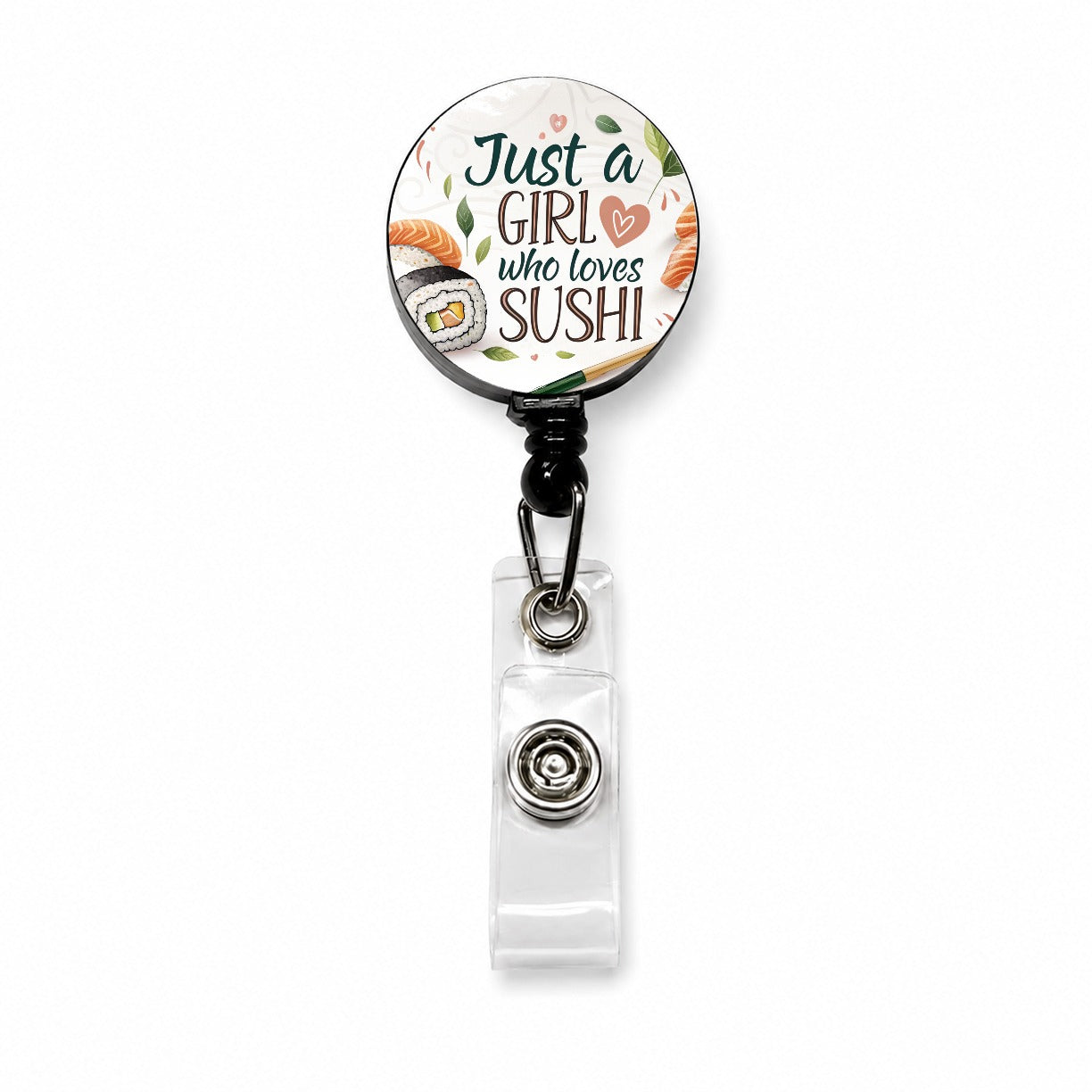 Just A Girl Who Loves Sushi Funny Retractable ID Key Card Name Tag Badge Holder with Clip