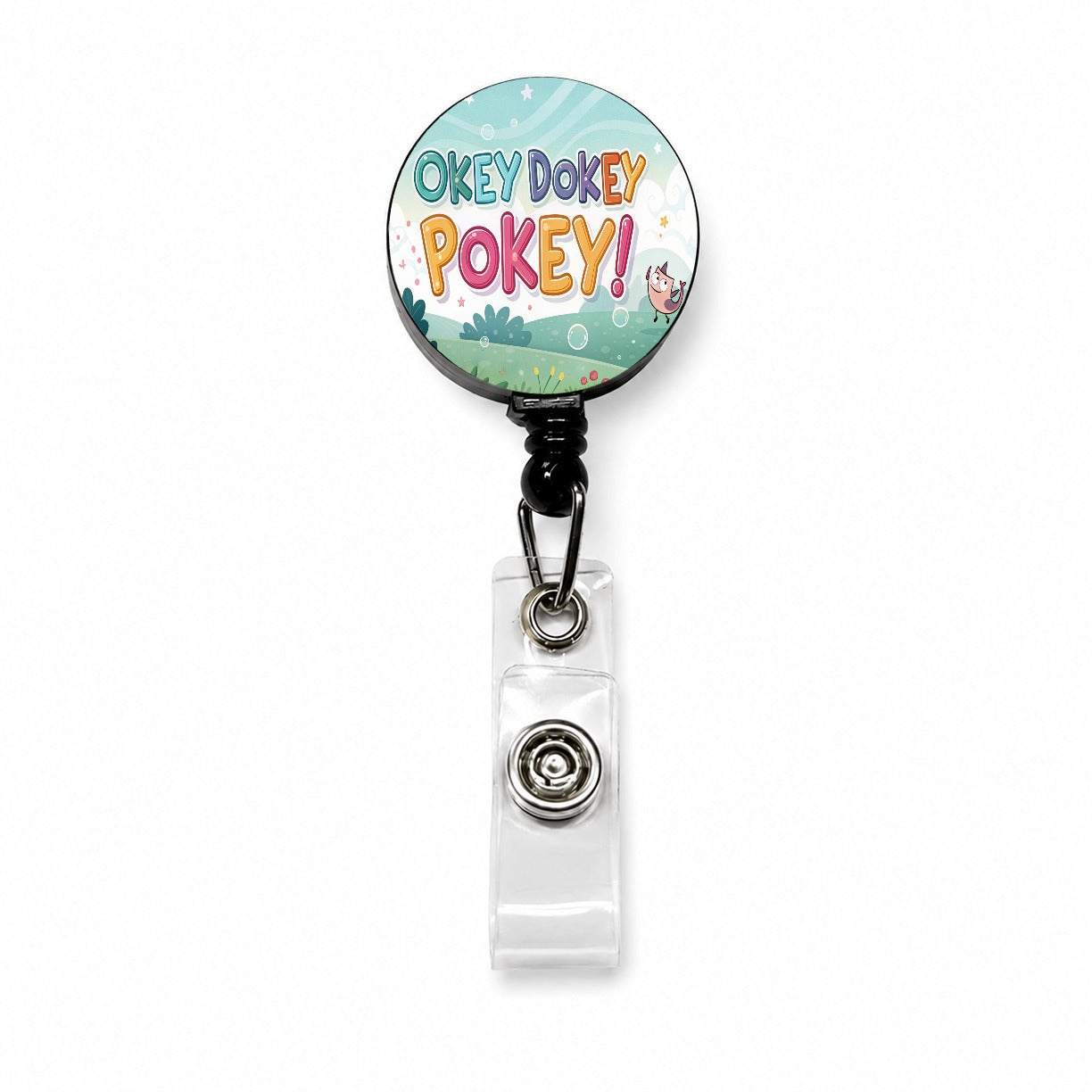 Okey Dokey Pokey Funny Retractable ID Key Card Name Tag Badge Holder with Clip