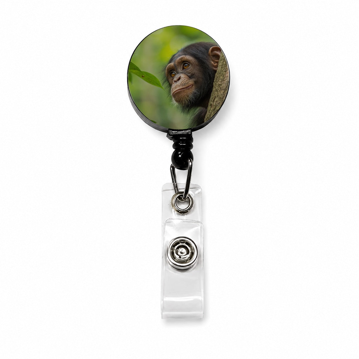 African Chimpanzee Safari Wildlife Retractable ID Key Card Name Tag Badge Holder with Clip