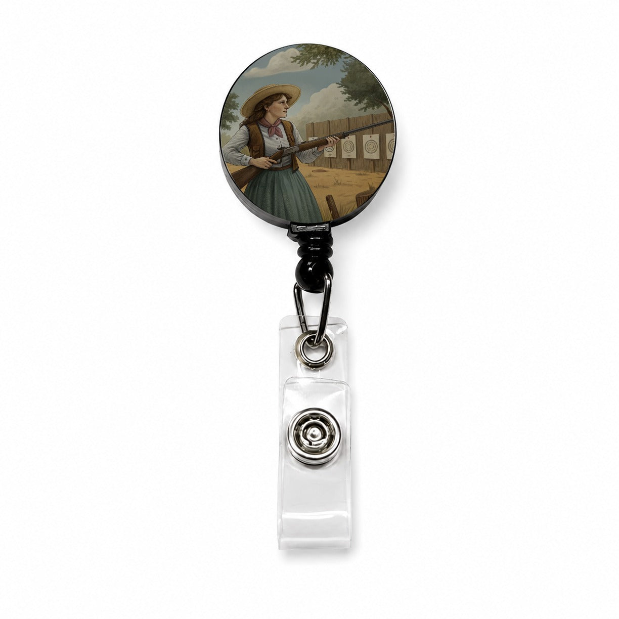 Annie Oakley Wild West Retractable ID Key Card Name Tag Badge Holder with Clip