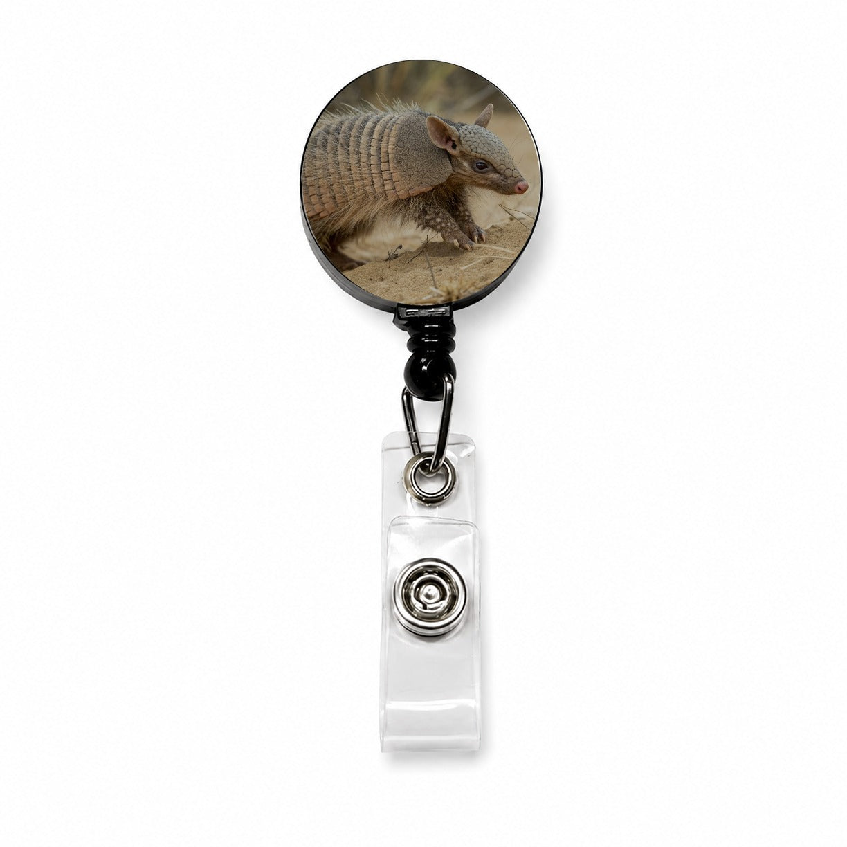Armadillo in Nature Retractable ID Key Card Name Tag Badge Holder with Clip