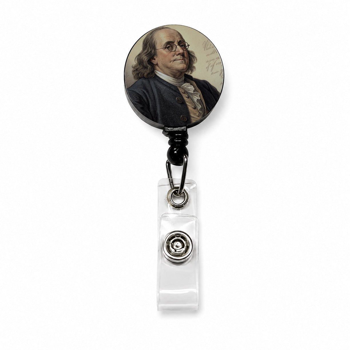 Benjamin Franklin American History Retractable ID Key Card Name Tag Badge Holder with Clip