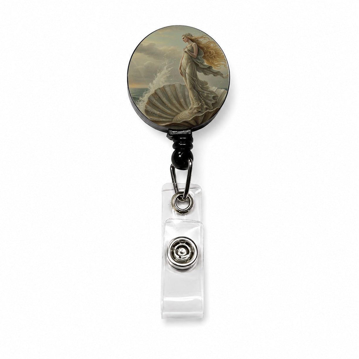Birth of Venus Inspired Retractable ID Key Card Name Tag Badge Holder with Clip