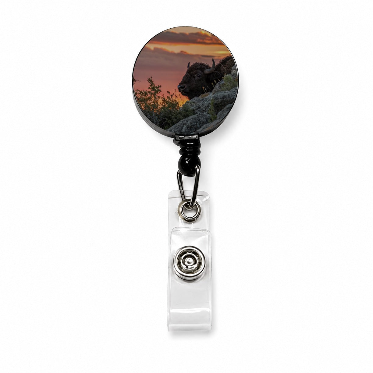 Buffalo At Sunset Retractable ID Key Card Name Tag Badge Holder with Clip