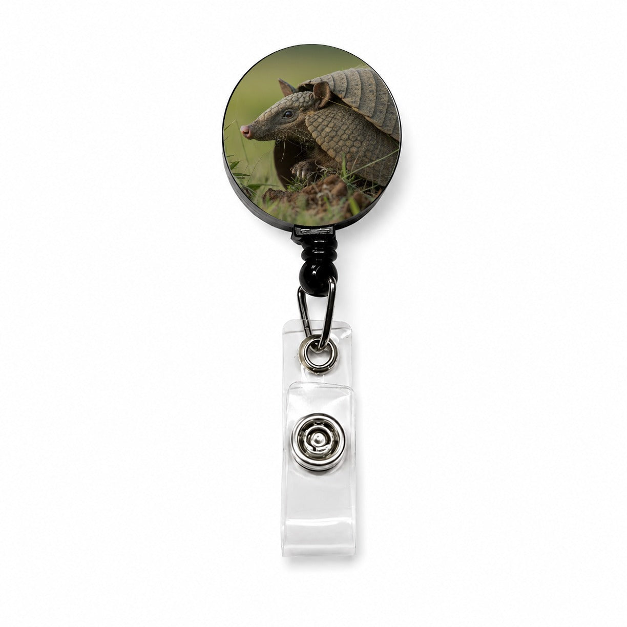 Curious Armadillo Wildlife Nature Retractable ID Key Card Name Tag Badge Holder with Clip
