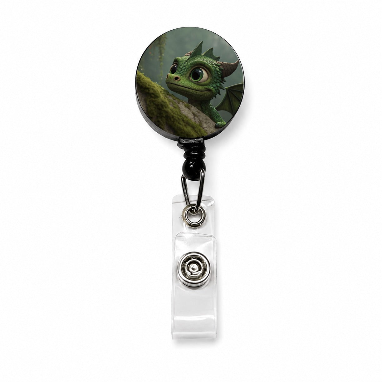 Fantasy Dragon Forest Nature Retractable ID Key Card Name Tag Badge Holder with Clip