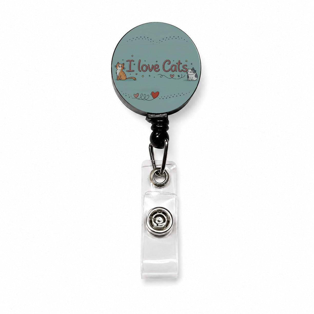 I Love Cats Adorable Retractable ID Key Card Name Tag Badge Holder with Clip