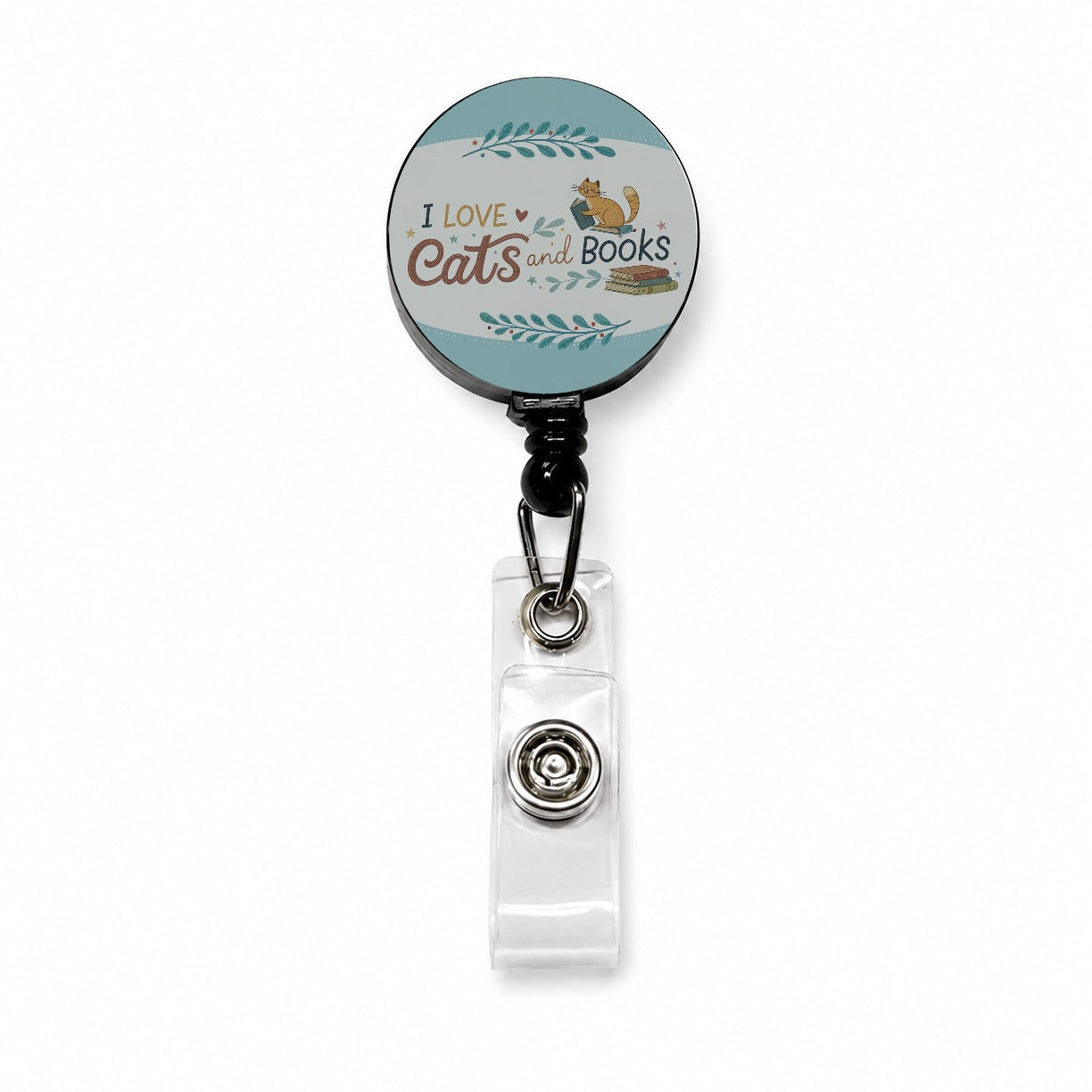 I Love Cats Books Reader Retractable ID Key Card Name Tag Badge Holder with Clip
