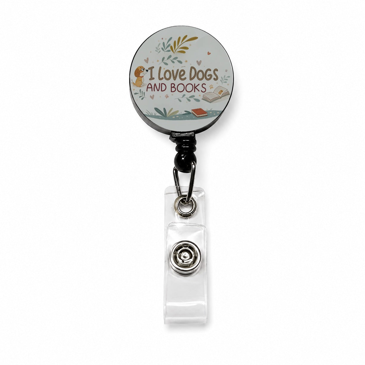 I Love Dogs Books Reading Retractable ID Key Card Name Tag Badge Holder with Clip
