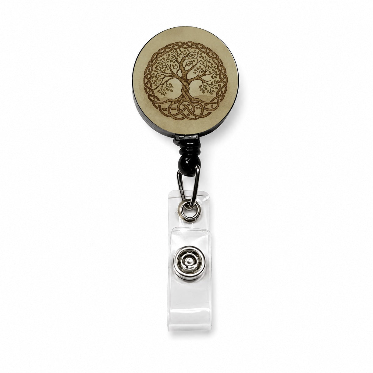 Irish Celtic Tree of Life Retractable ID Key Card Name Tag Badge Holder with Clip