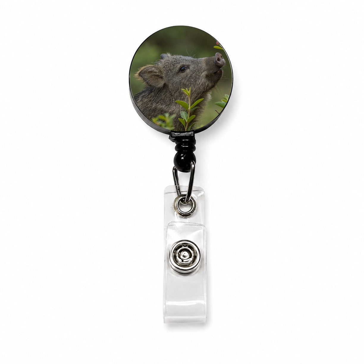 Javelina Woodland Retractable ID Key Card Name Tag Badge Holder with Clip