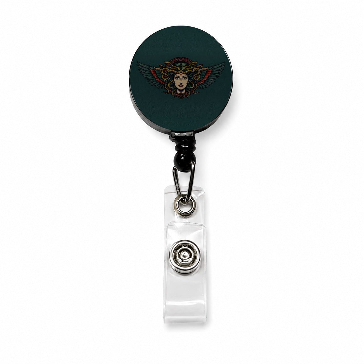 Medusa Mythological Snake Queen Retractable ID Key Card Name Tag Badge Holder with Clip