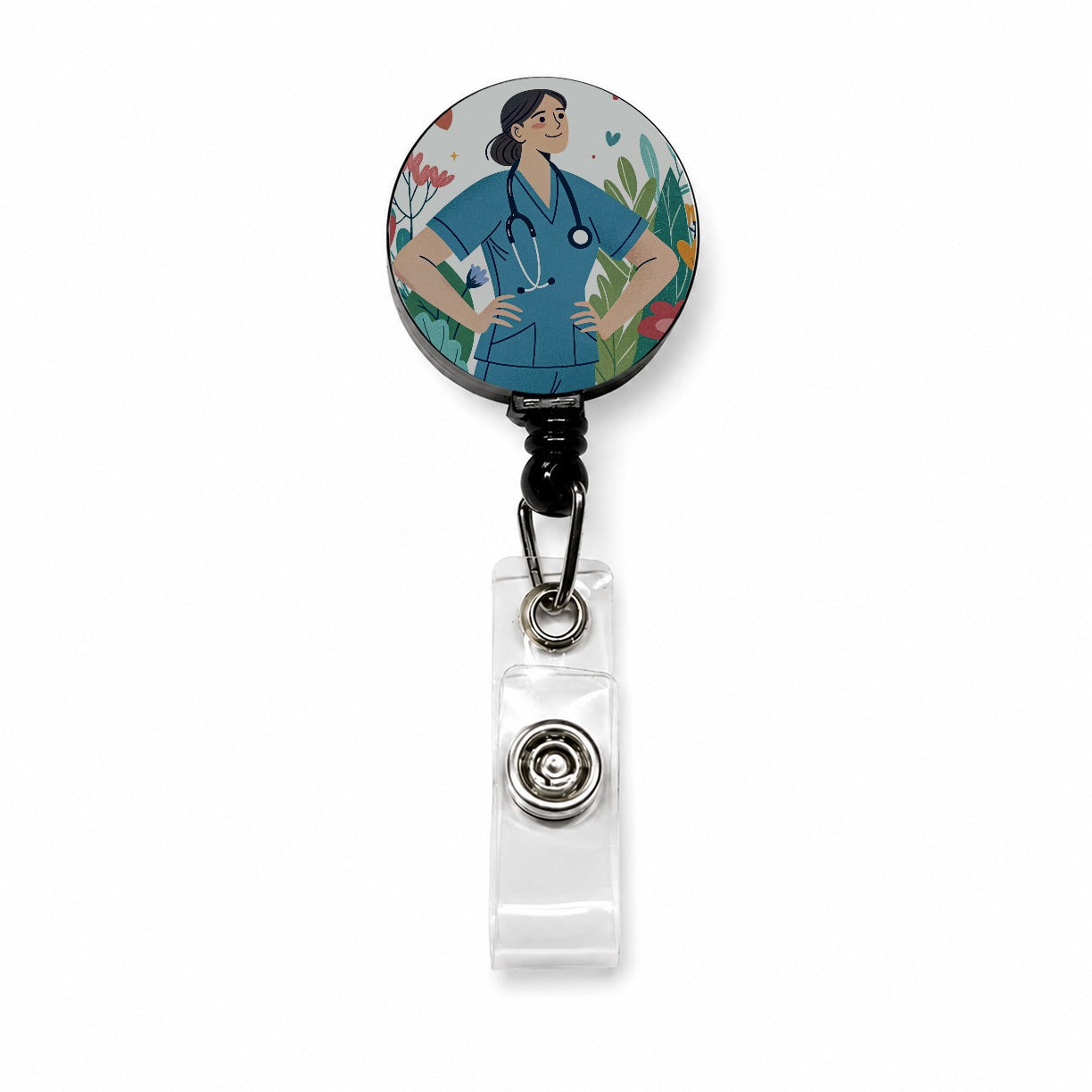 RN LVN Wildflower Nurse Retractable ID Key Card Name Tag Badge Holder with Clip