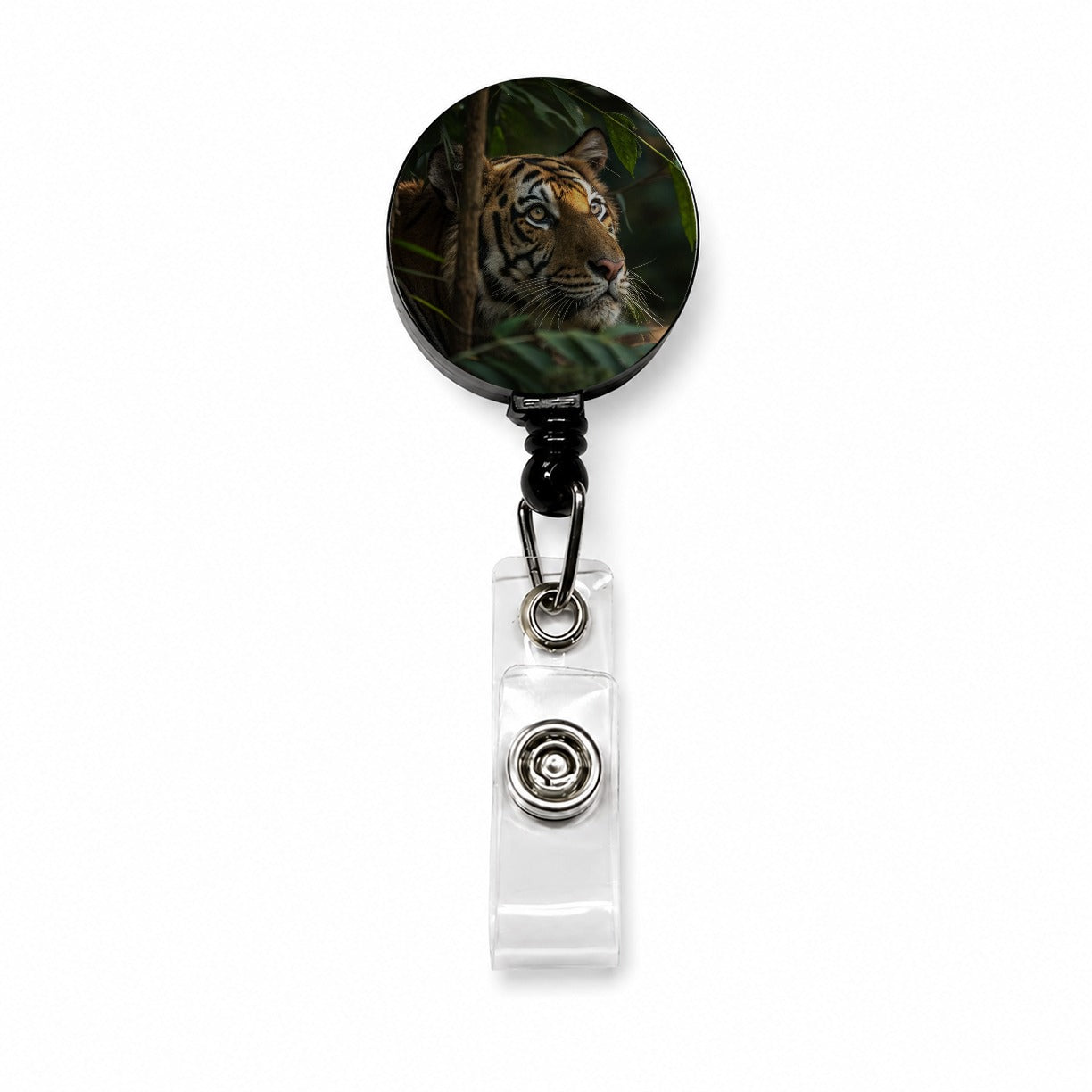 Wild Tiger Forest Jungle Retractable ID Key Card Name Tag Badge Holder with Clip