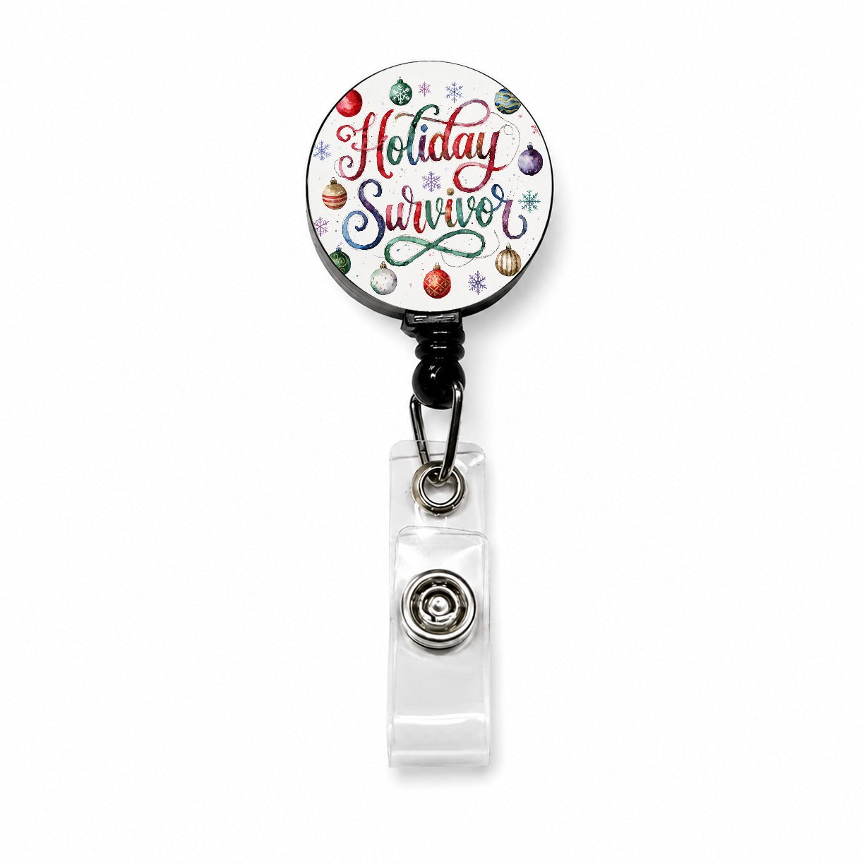 Holiday Survivor Christmas Funny Retractable ID Key Card Name Tag Badge Holder with Clip