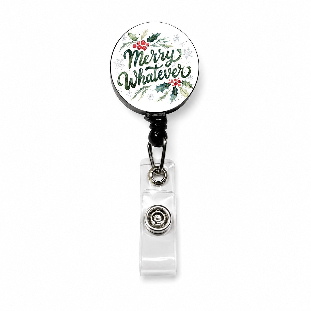 Merry Whatever Christmas Funny Green Retractable ID Key Card Name Tag Badge Holder with Clip