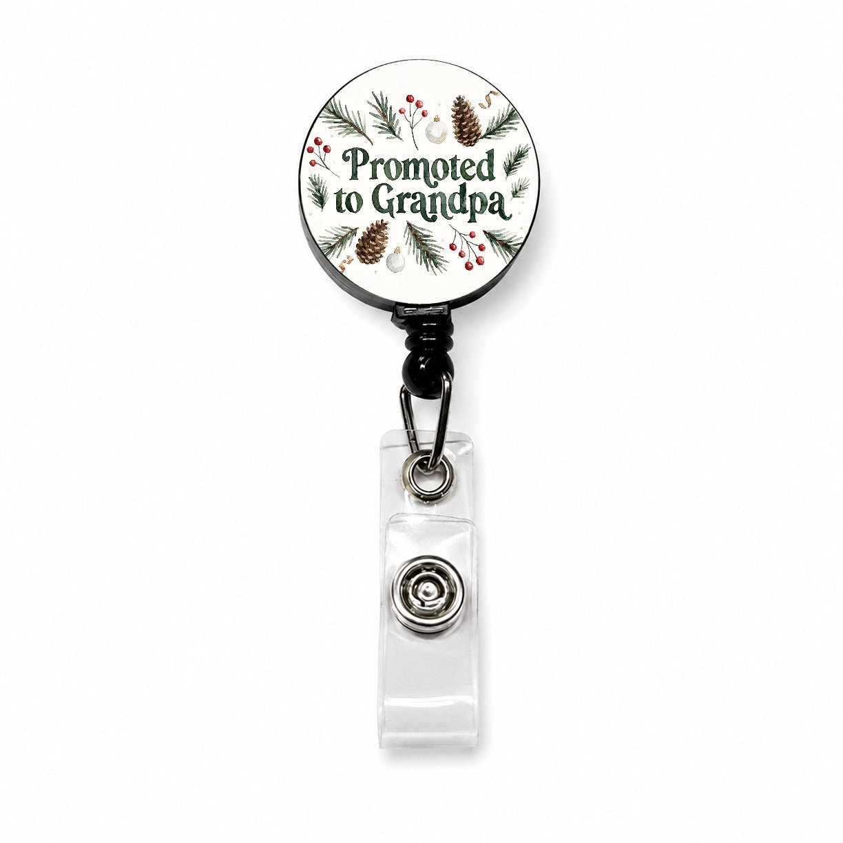 Promoted To Grandpa Christmas Retractable ID Key Card Name Tag Badge Holder with Clip