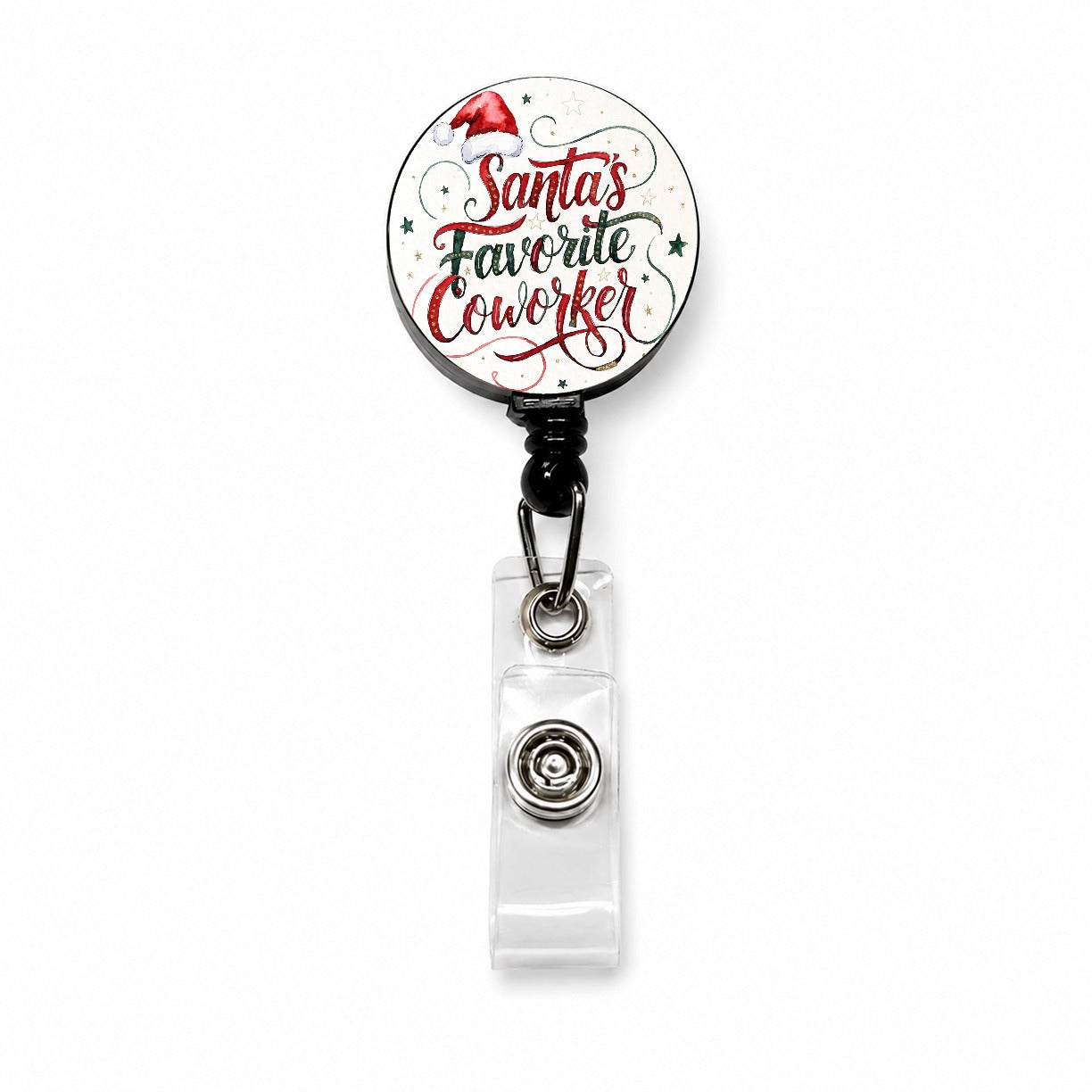 Santa's Favorite Coworker Christmas Retractable ID Key Card Name Tag Badge Holder with Clip