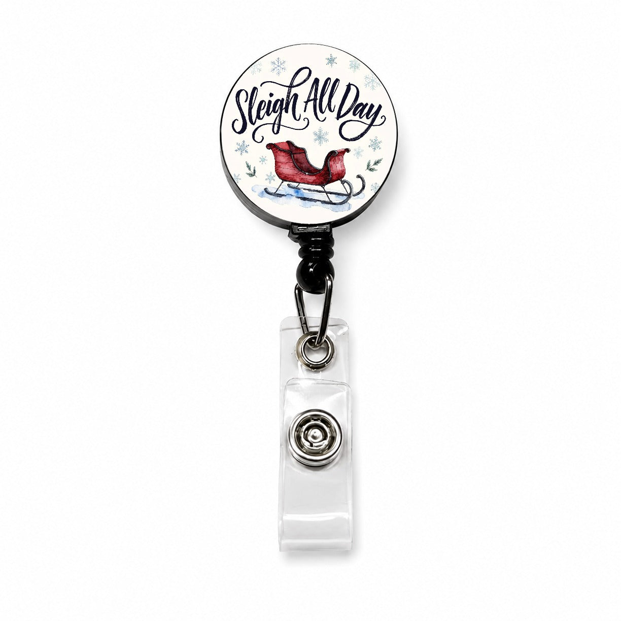 Sleigh All Day Christmas Funny Retractable ID Key Card Name Tag Badge Holder with Clip