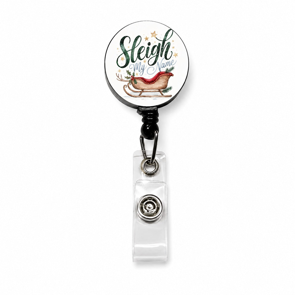 Sleigh Say My Name Christmas Funny Retractable ID Key Card Name Tag Badge Holder with Clip