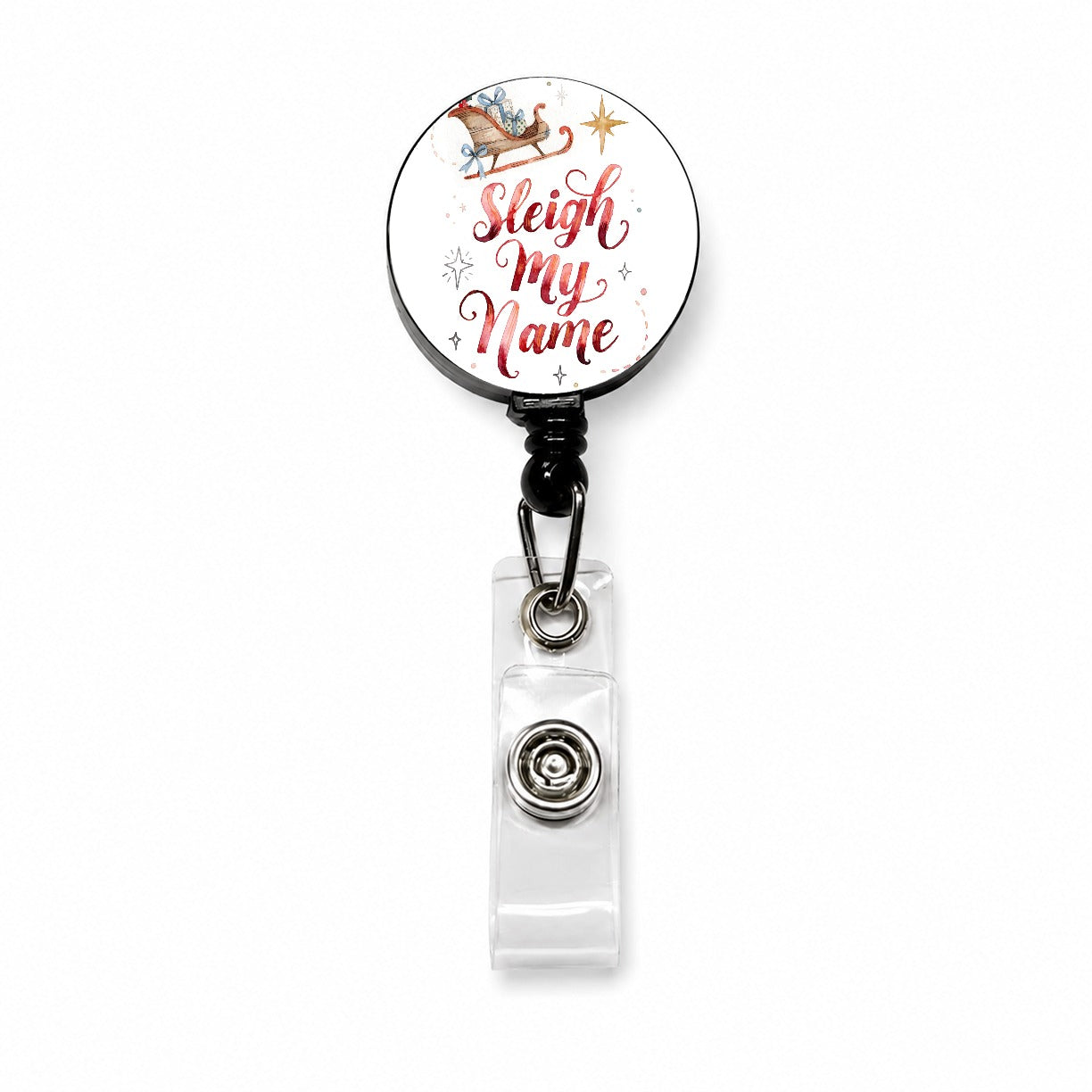 Sleigh Say My Name Christmas Retractable ID Key Card Name Tag Badge Holder with Clip