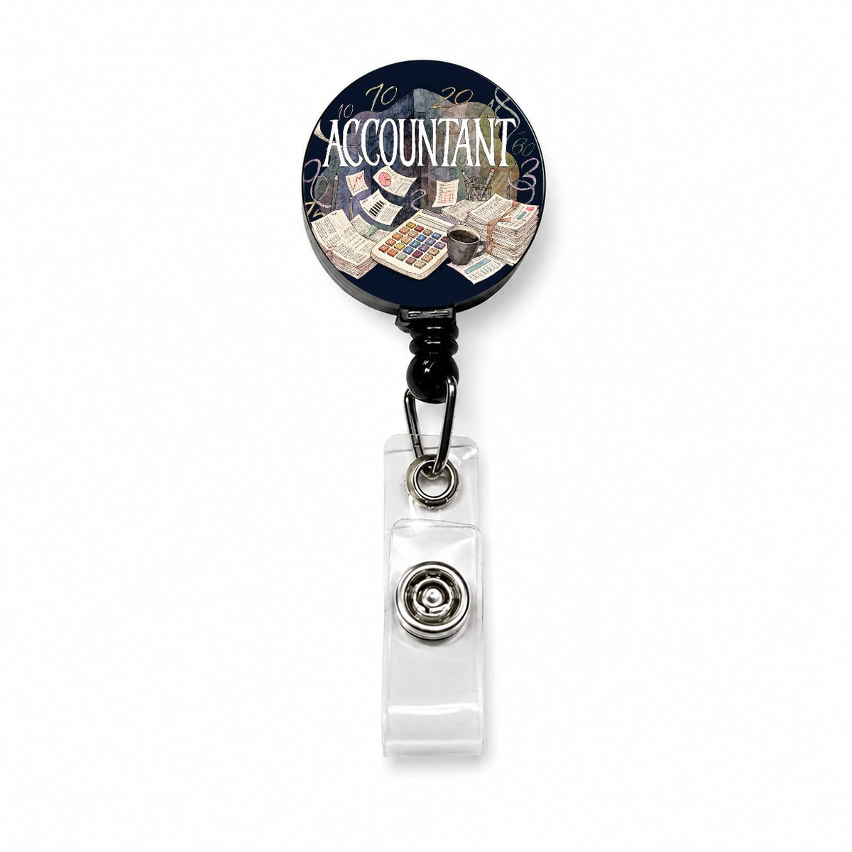 Accountant Accounting Bookkeeping Numbers Retractable ID Key Card Name Tag Badge Holder with Clip