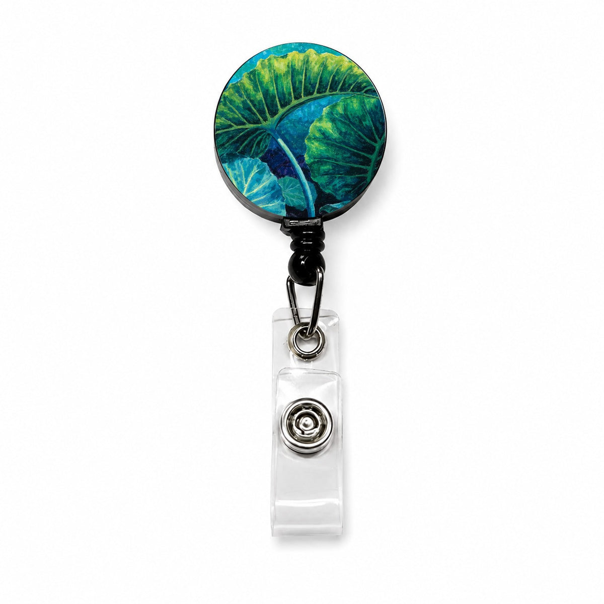 Alocasia Elephant Ear Leaves Retractable ID Key Card Name Tag Badge Holder with Clip