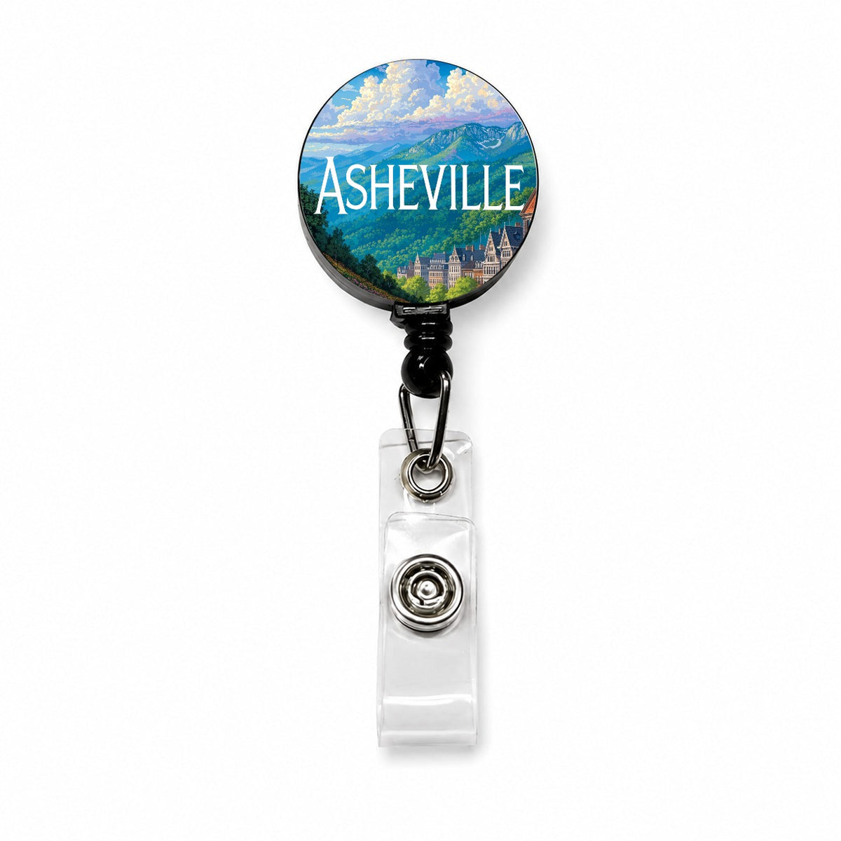 Asheville North Carolina Travel Retractable ID Key Card Name Tag Badge Holder with Clip