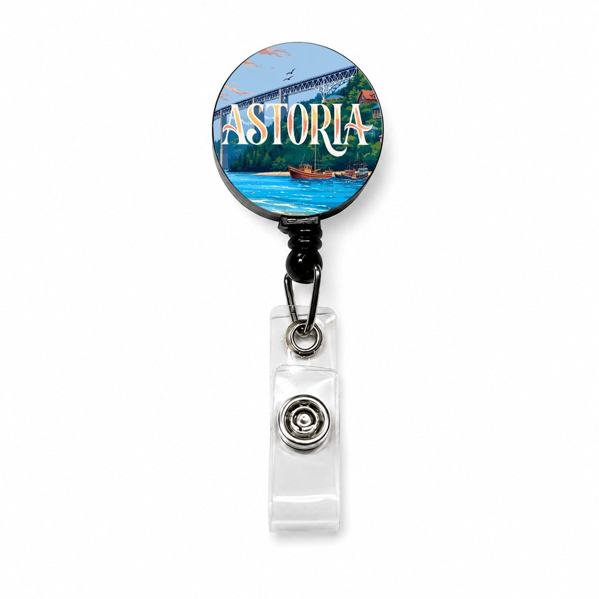 Astoria Oregon Travel Retractable ID Key Card Name Tag Badge Holder with Clip