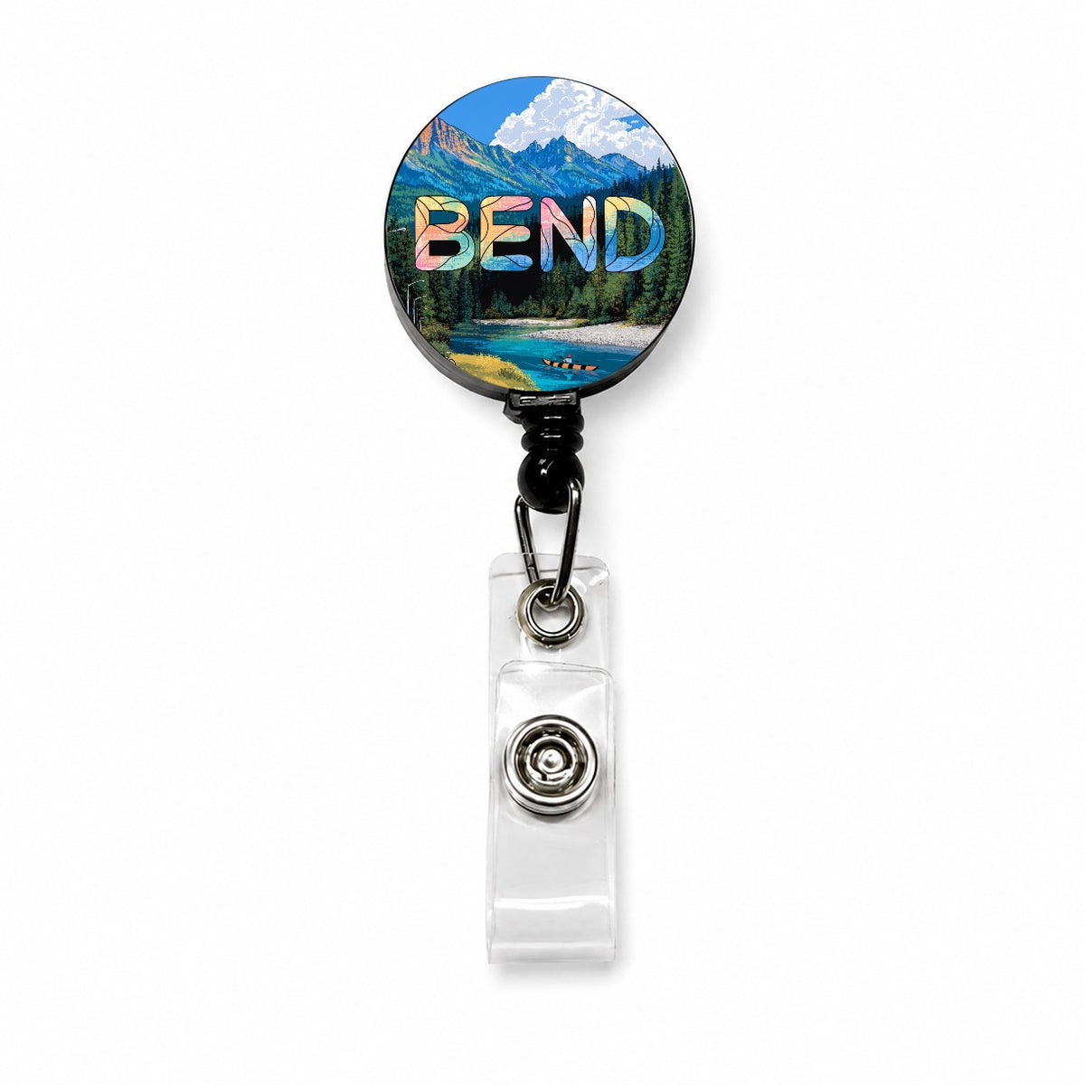 Bend Oregon Travel Retractable ID Key Card Name Tag Badge Holder with Clip