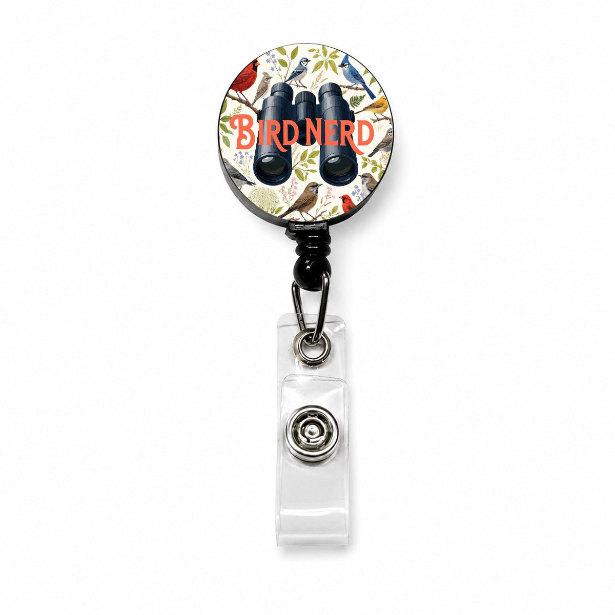 Bird Nerd Binoculars Birdwatching Retractable ID Key Card Name Tag Badge Holder with Clip