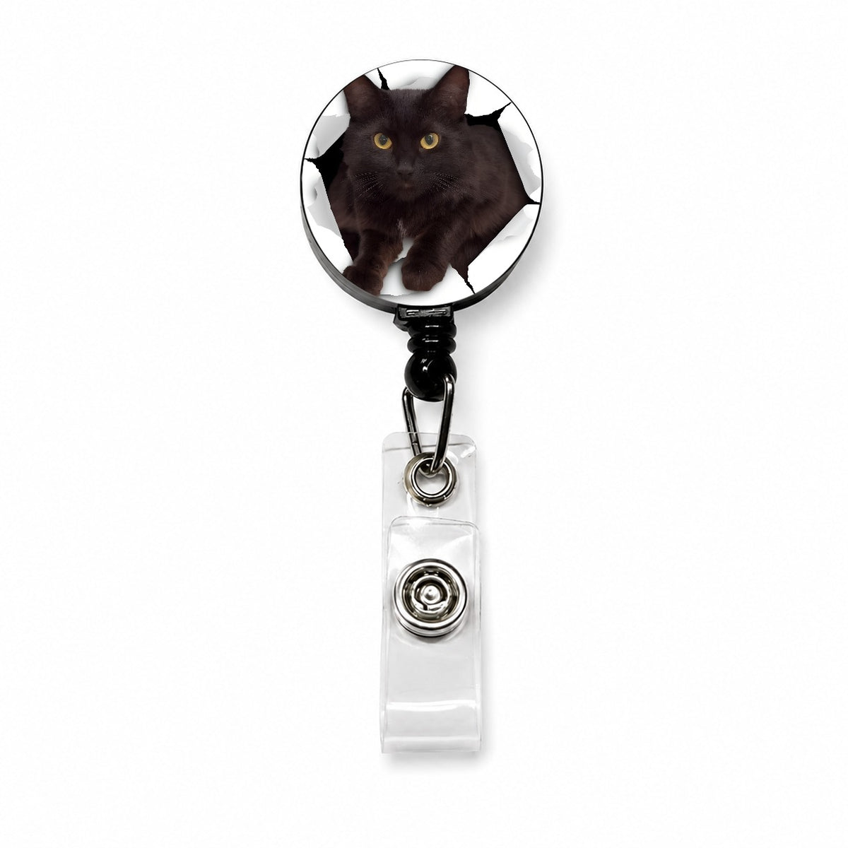 Black Cat Breakout Retractable ID Key Card Name Tag Badge Holder with Clip