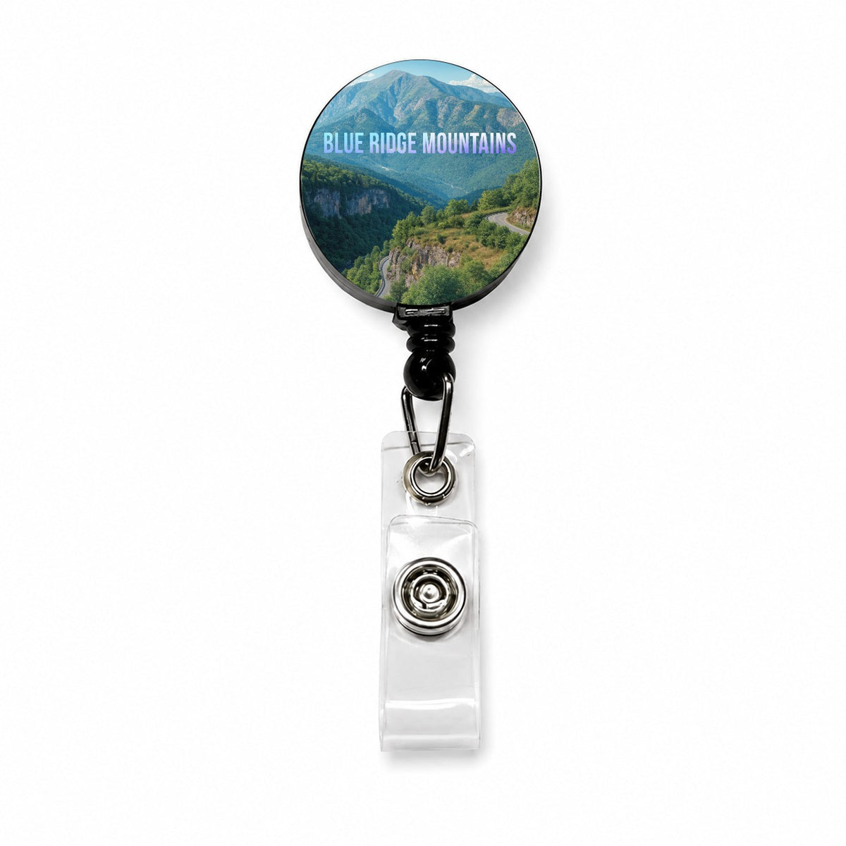 Blue Ridge Mountains Appalachian Travel Retractable ID Key Card Name Tag Badge Holder with Clip