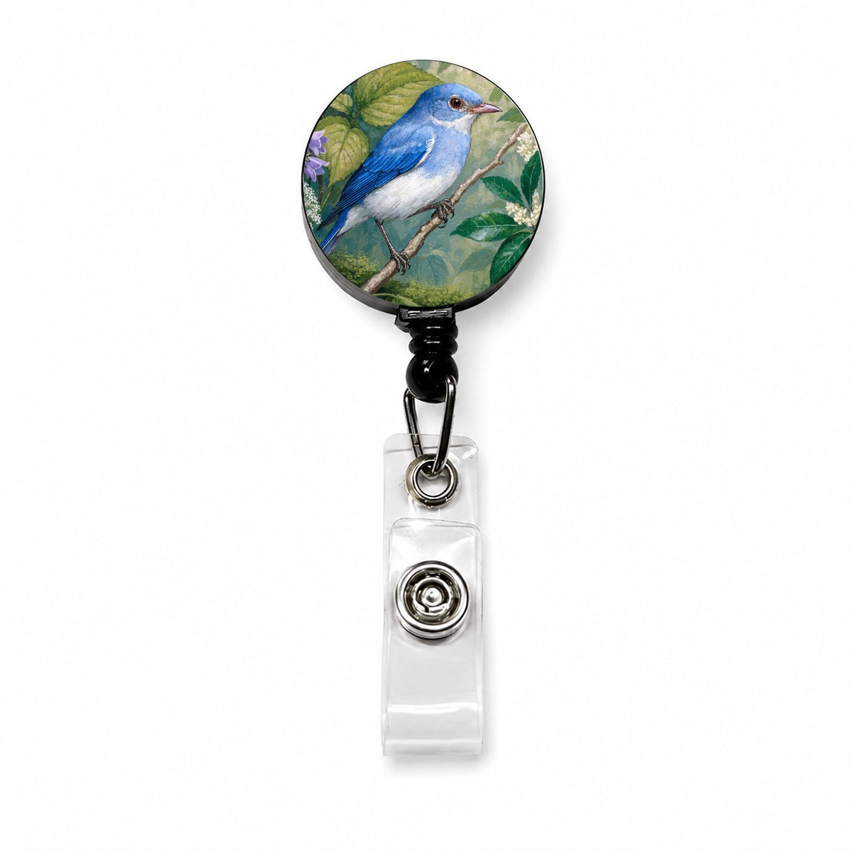 Bluebird Spring Wildflowers Retractable ID Key Card Name Tag Badge Holder with Clip