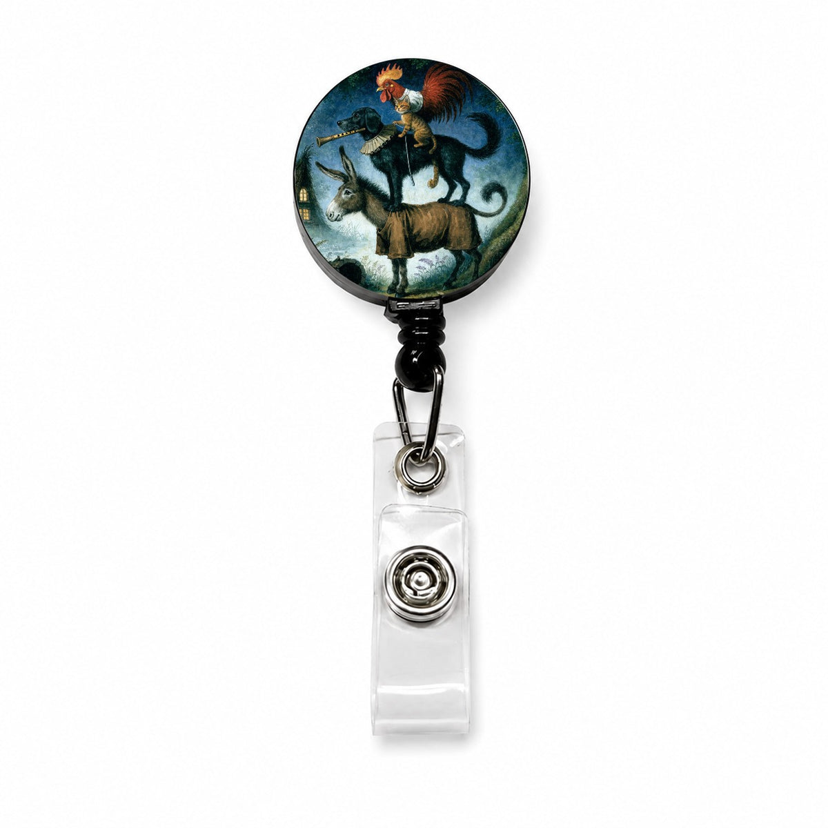 Bremen Town Musicians Retractable ID Key Card Name Tag Badge Holder with Clip