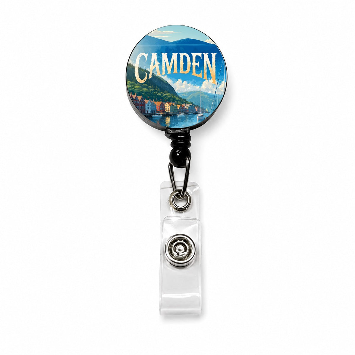 Camden Maine Travel Retractable ID Key Card Name Tag Badge Holder with Clip